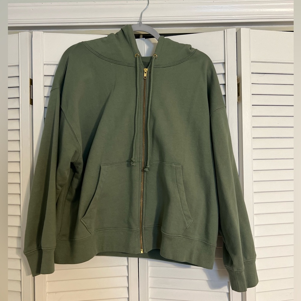 Olive Green JCrew Zip Up Hoodie